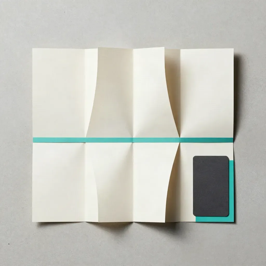 Checklist export en accordéon vu du dessus, sur béton clair avec accent teal.